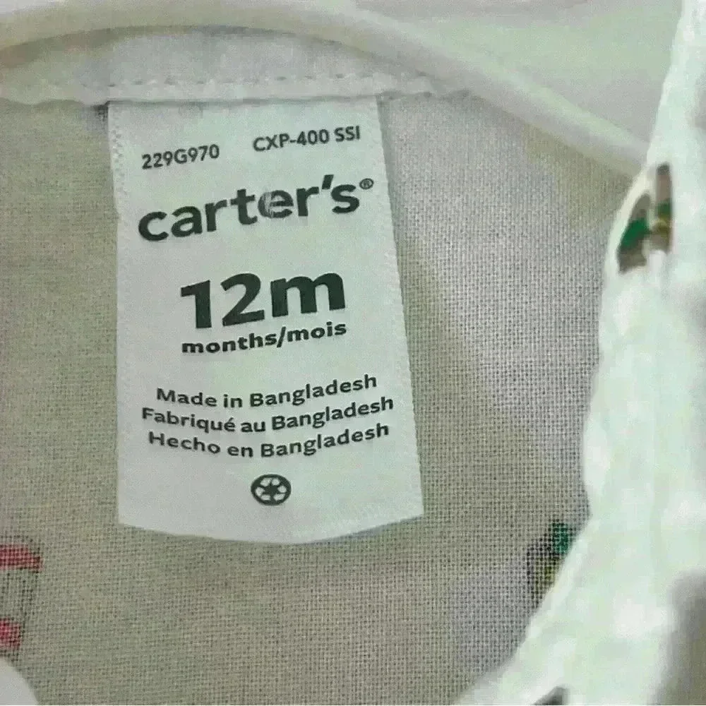 Carters Boys White Taco Button Up Shirt Size 12 Months